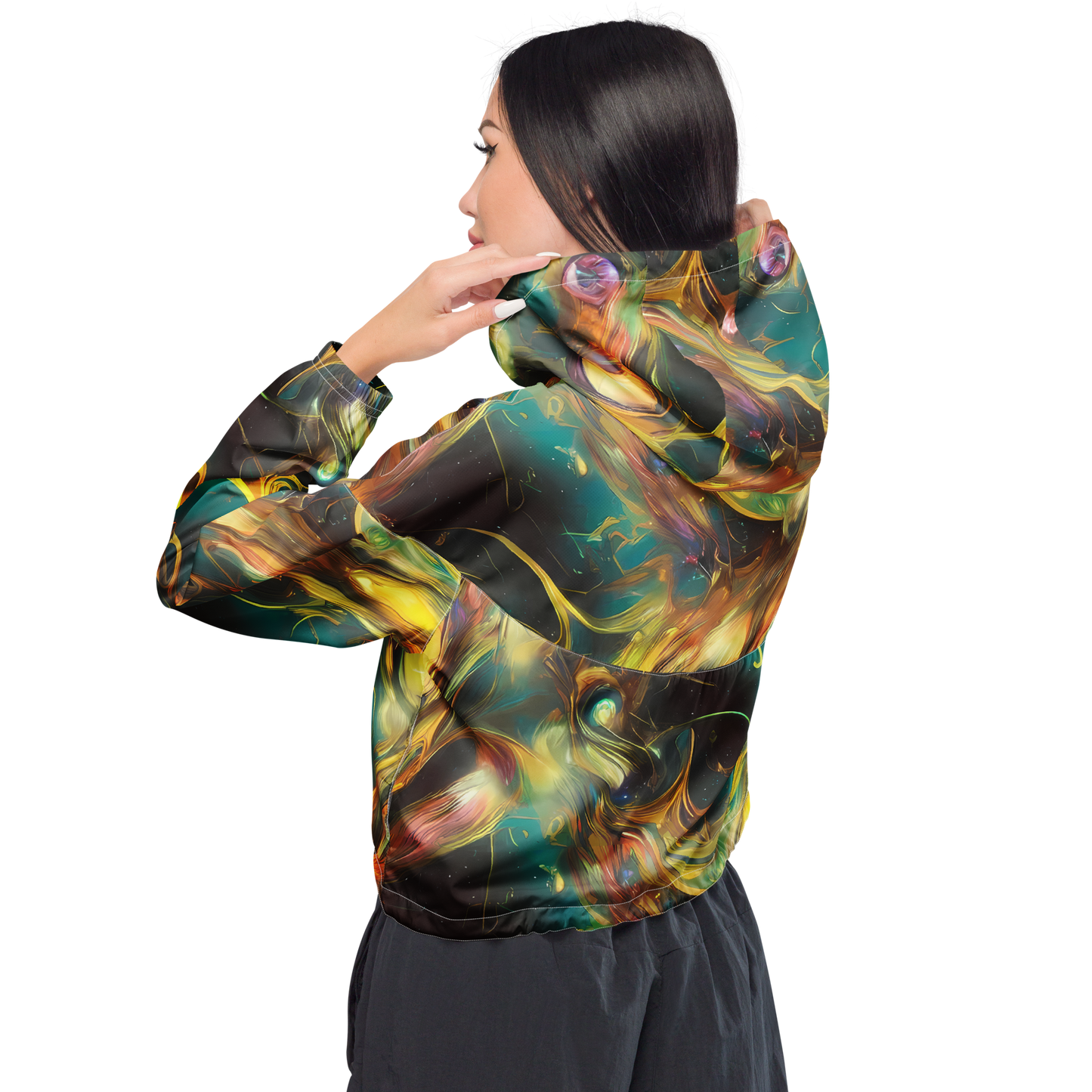 Women's Cropped Windbreaker - Elegant Whirl