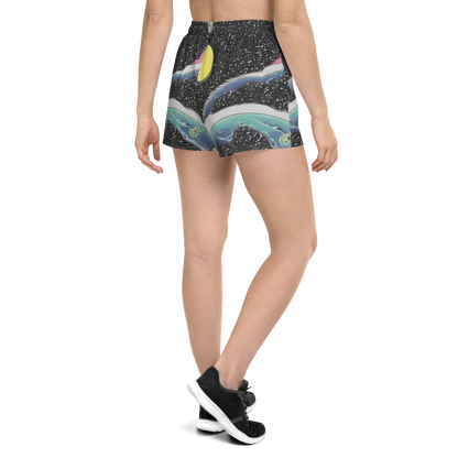 Women’s Athletic Shorts - Lunar Waves