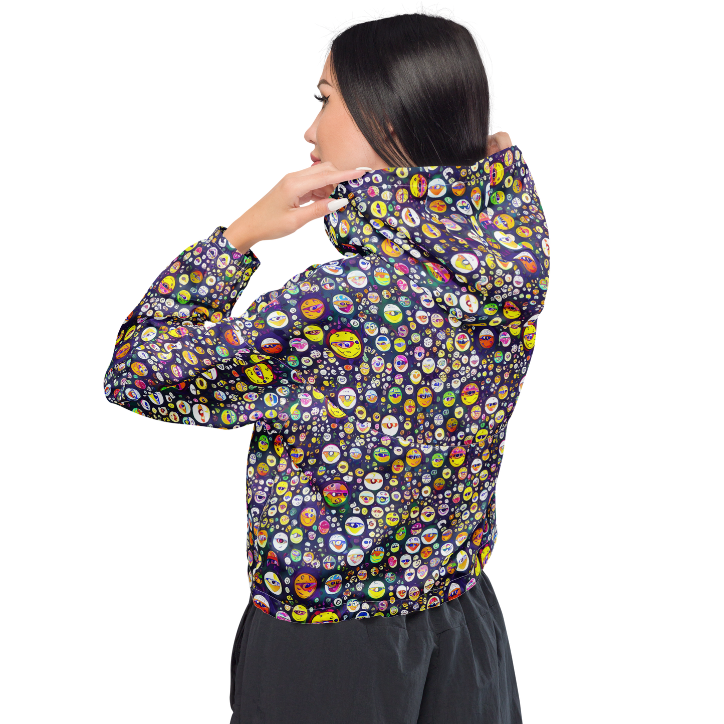 Women's Cropped Windbreaker - Whimsical Eyescape