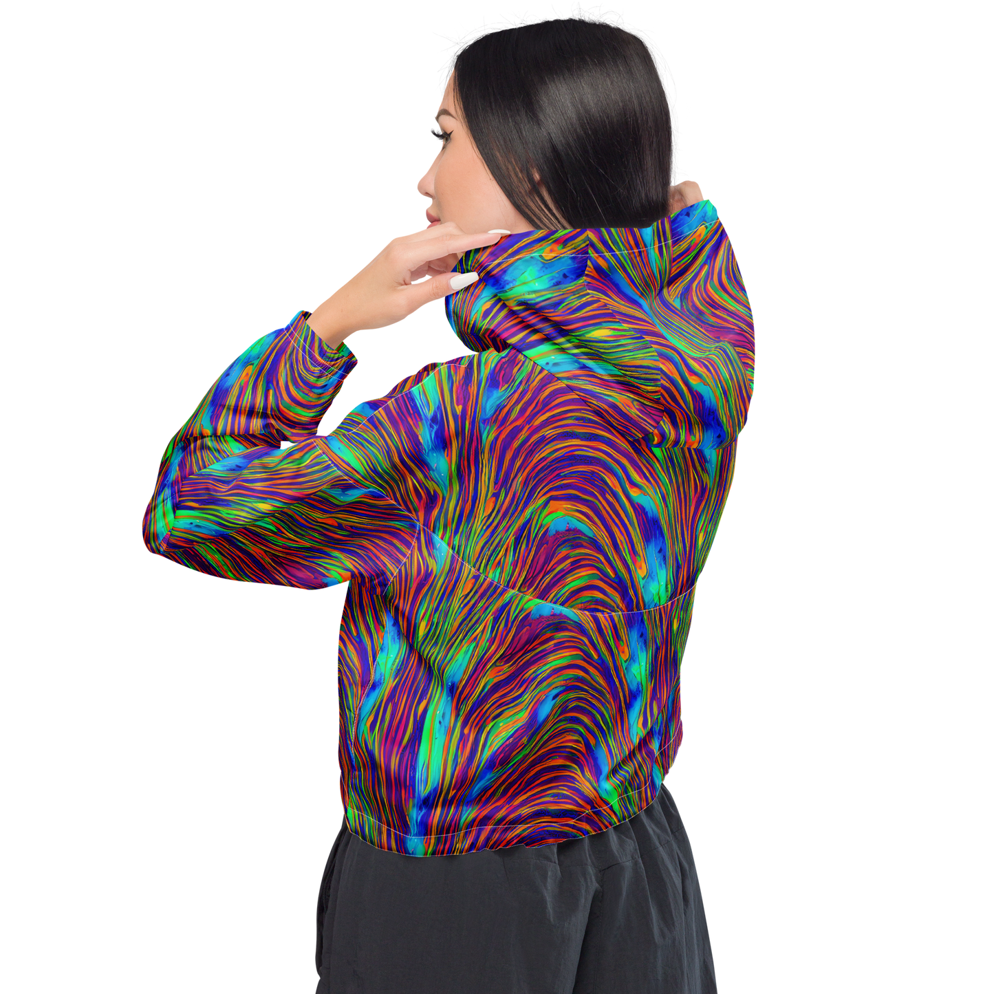 Women's Cropped Windbreaker - Lux Waves