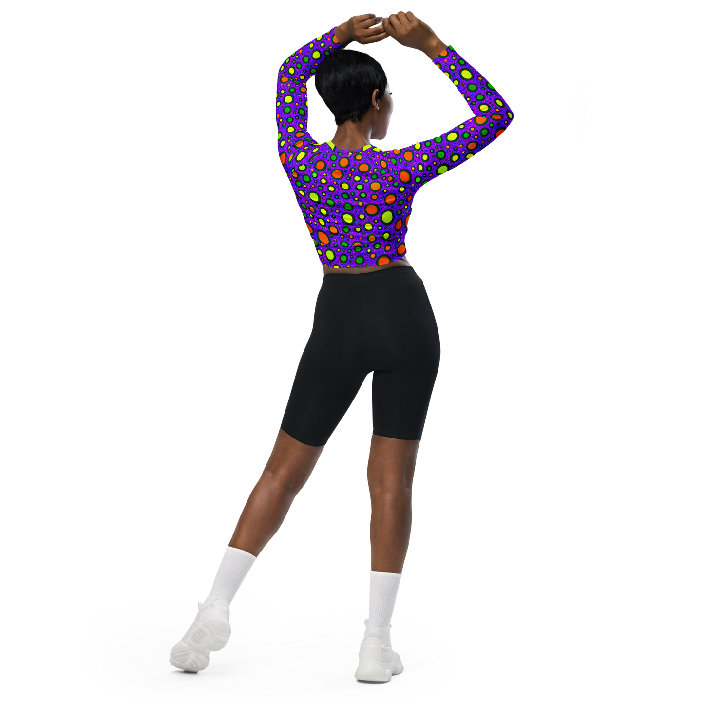 Long Sleeve Crop Top - Luminous Bubbles