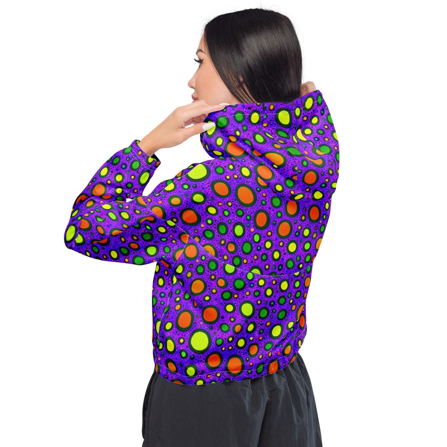 Women's Cropped Windbreaker - Luminous Bubbles