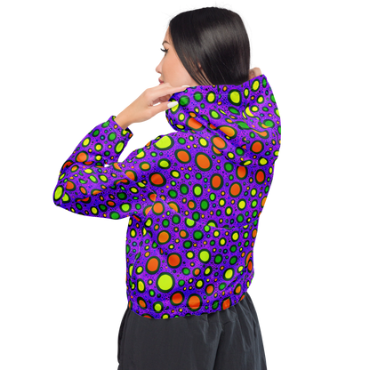 Women's Cropped Windbreaker - Luminous Bubbles