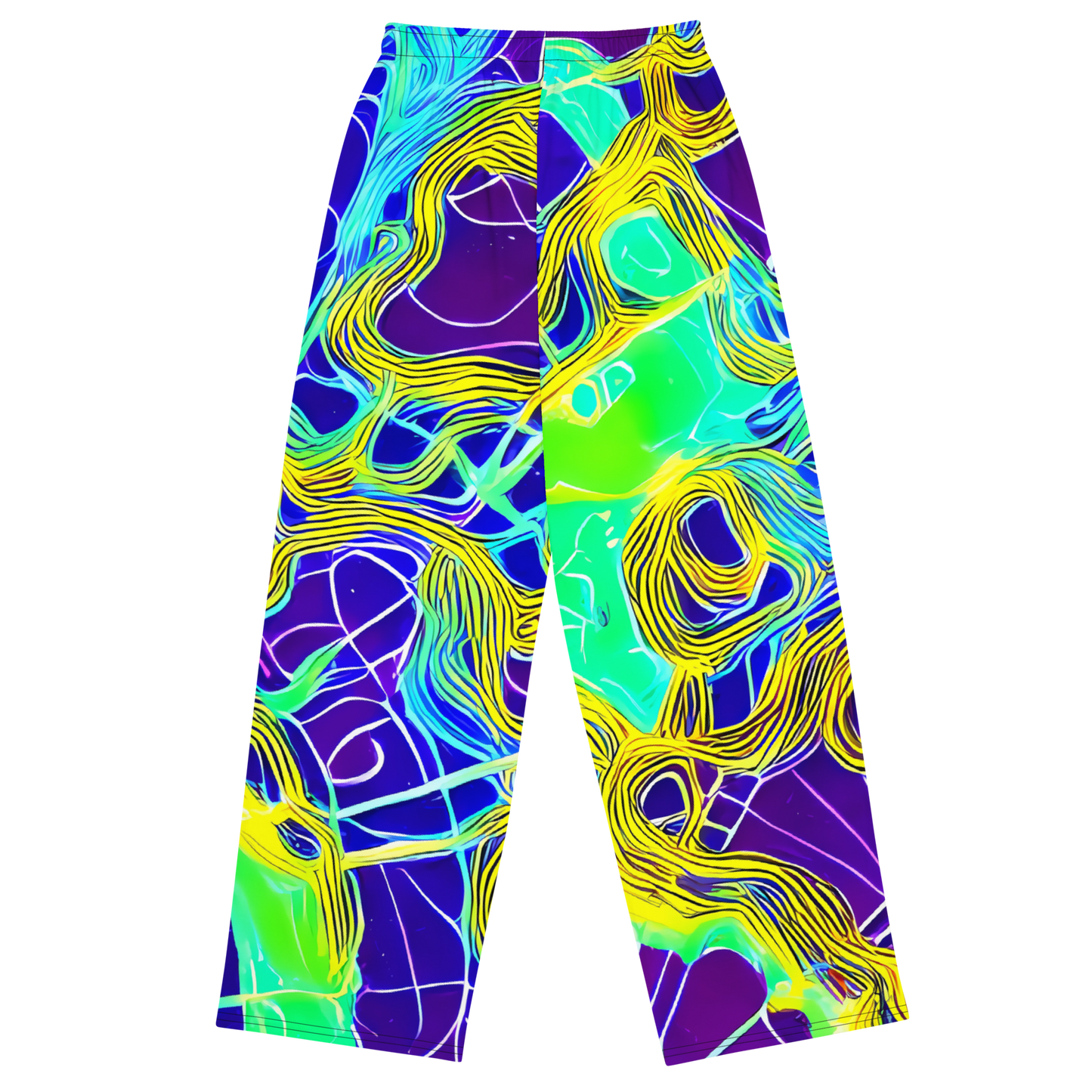 Wide-Leg Pants - Neon Jungle Rhapsody