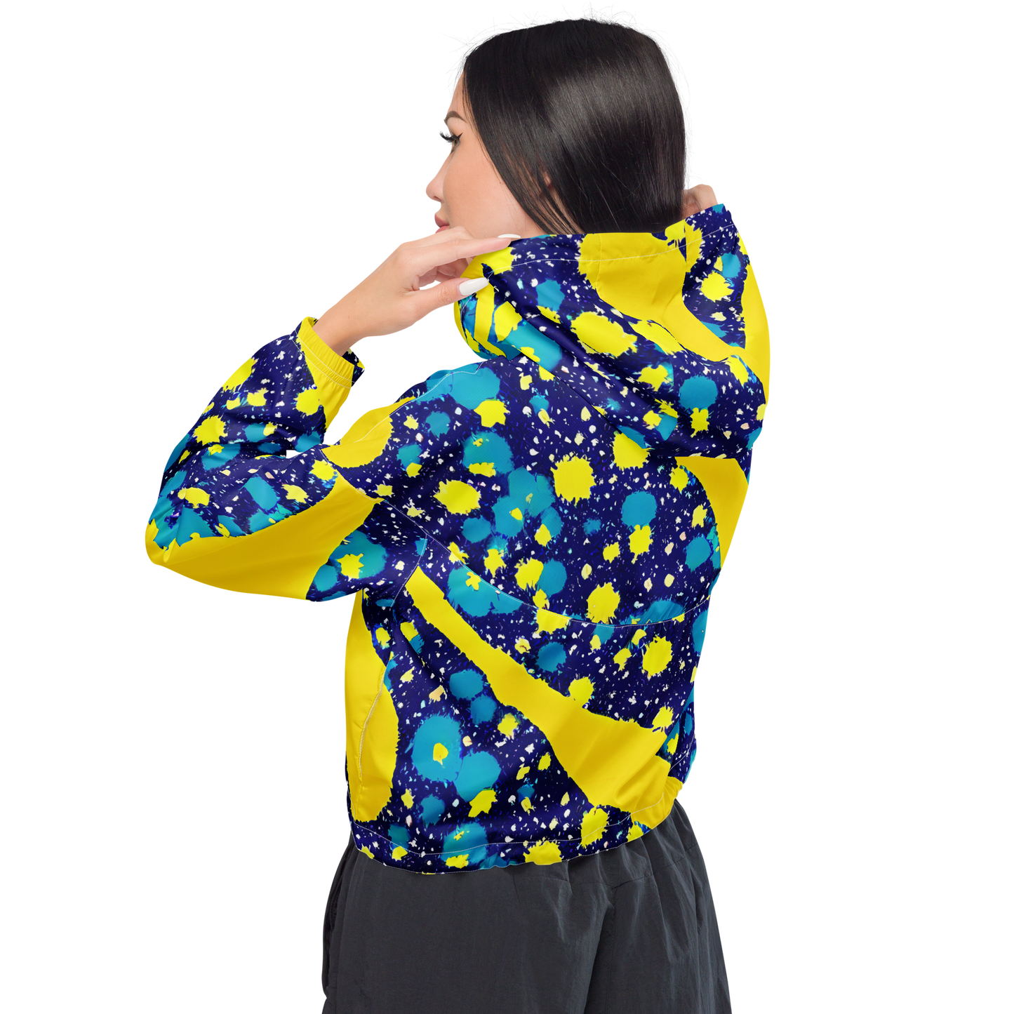 Women's Cropped Windbreaker - Starburst Splash