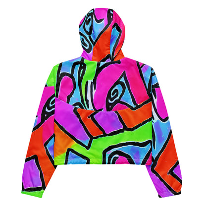 Women's Cropped Windbreaker - Electric Mosaic