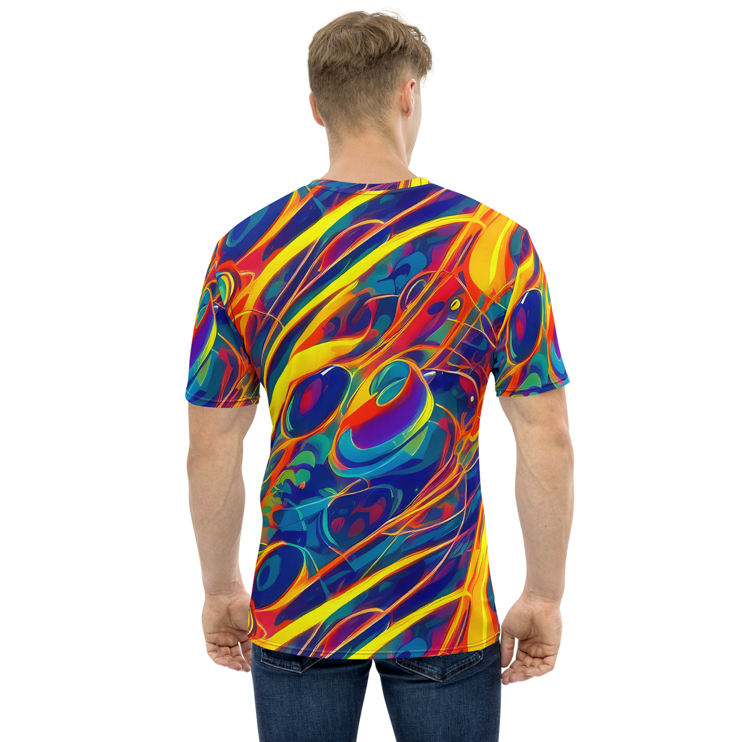 Men's Crew Neck T-Shirt - Abstract Blaze