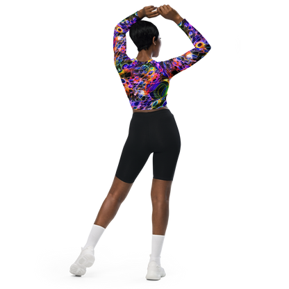 Long Sleeve Crop Top - Neon Orbits