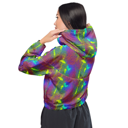 Women's Cropped Windbreaker - Prismatic Web