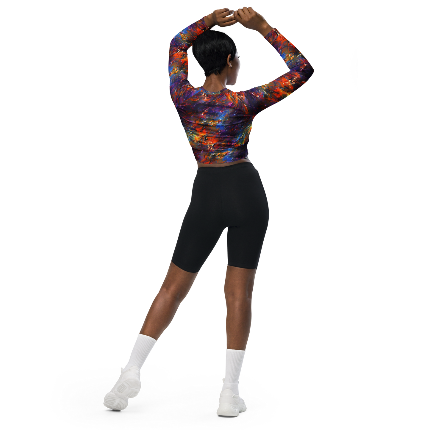 Long Sleeve Crop Top - Auroral Ripples