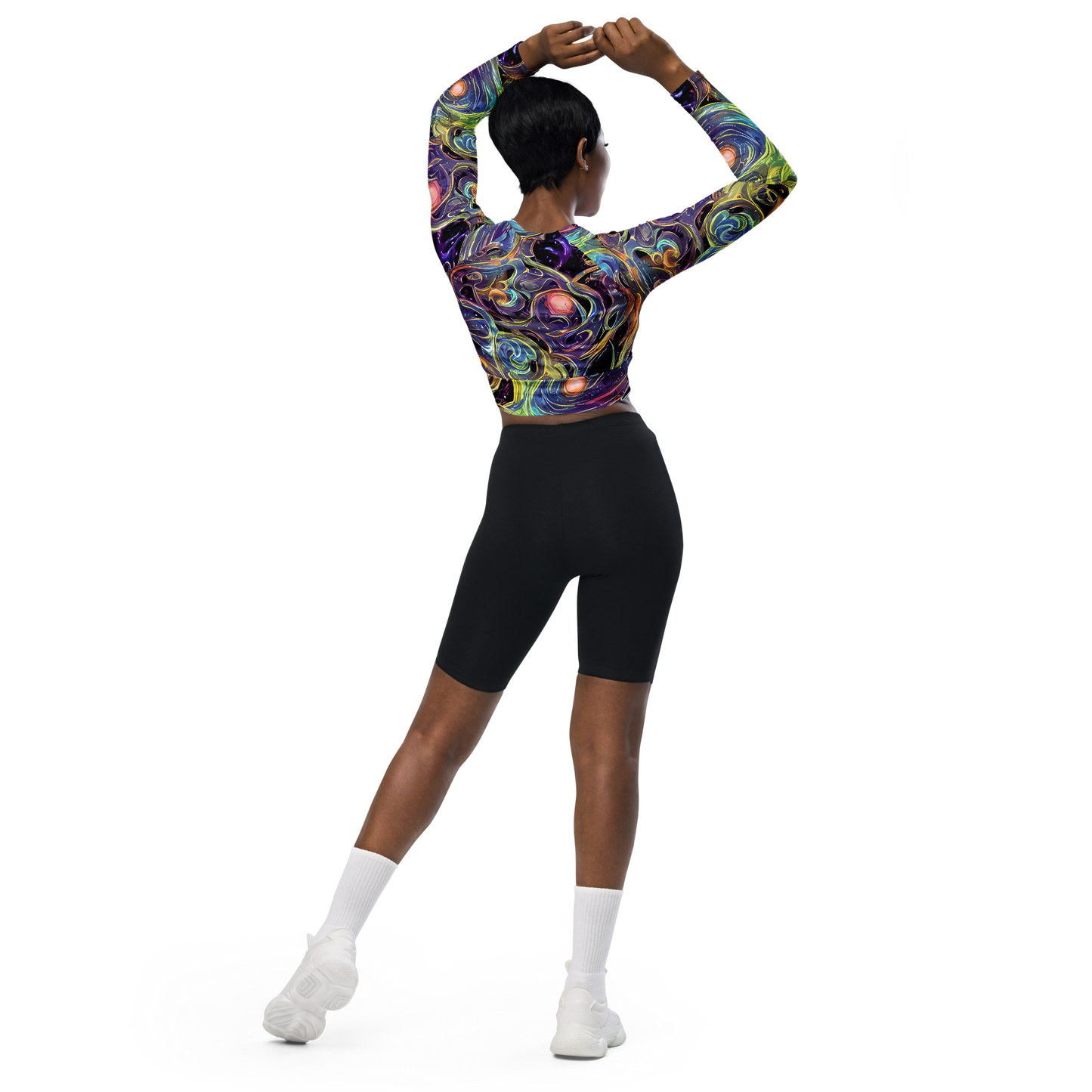 Long Sleeve Crop Top - Lebacq Swirl