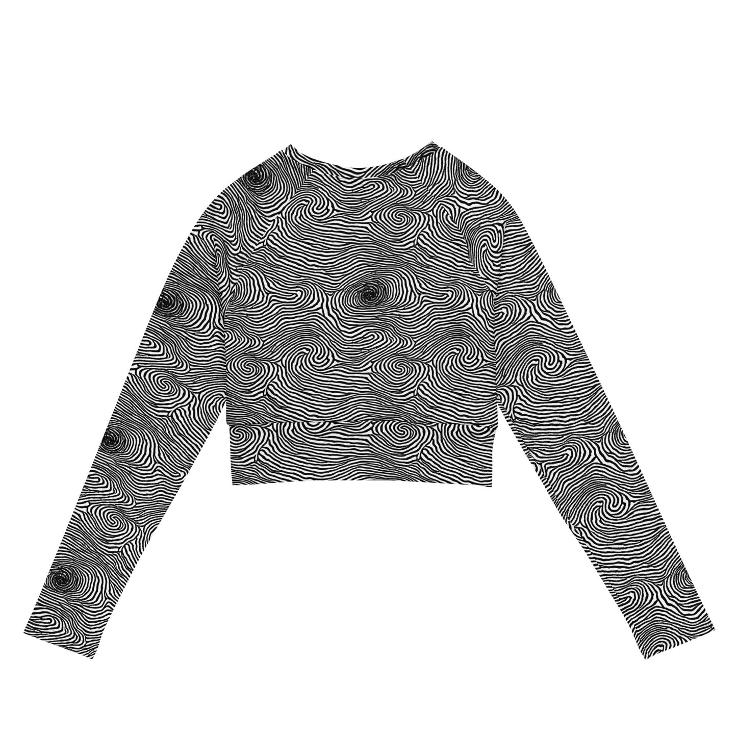 Long Sleeve Crop Top - Black And White Rhapsody