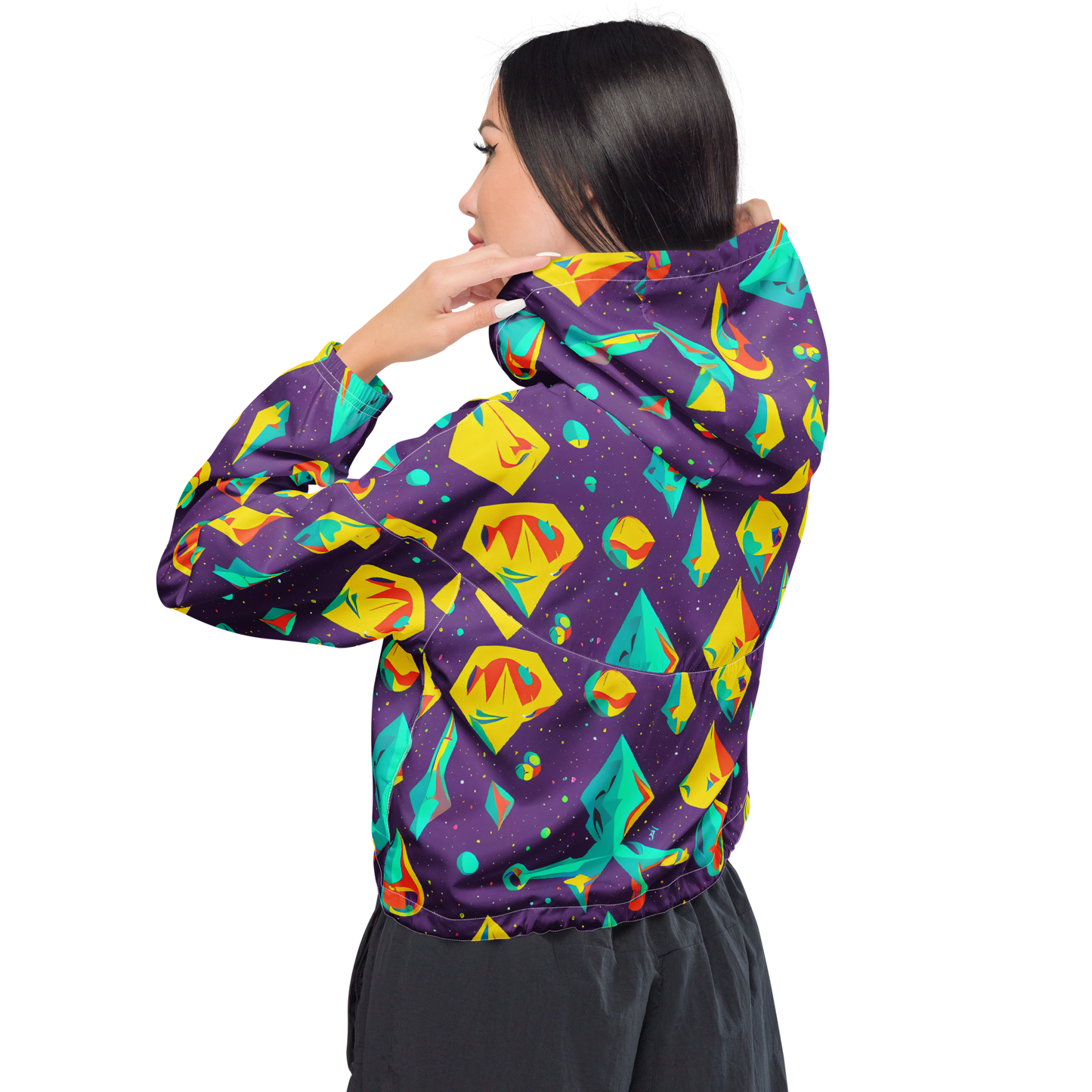 Women's Cropped Windbreaker - Cascading Prism