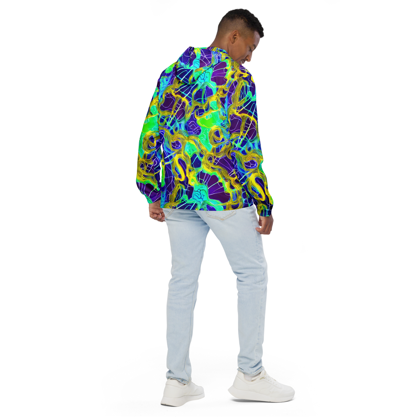 Men's Windbreaker - Neon Jungle Rhapsody