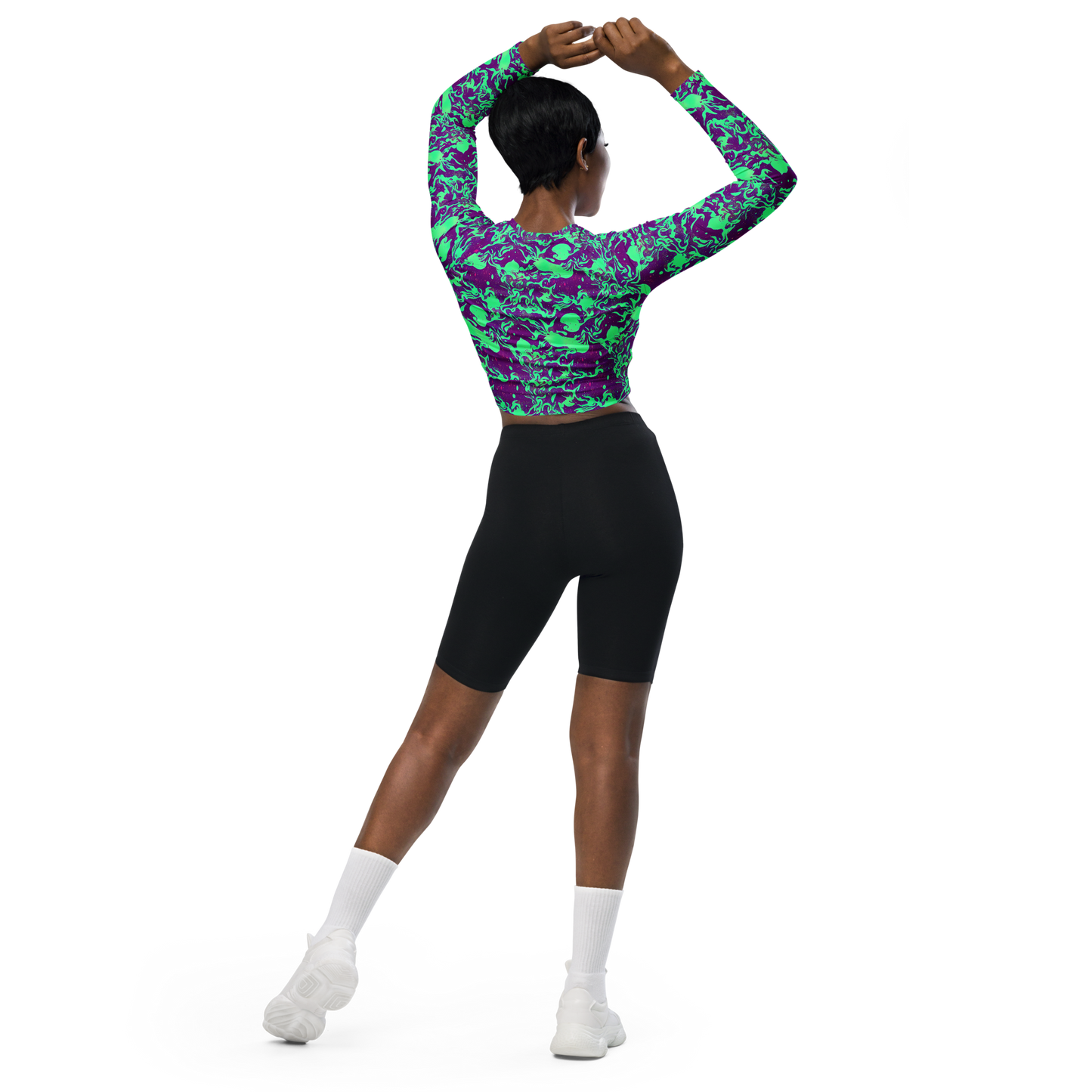 Long Sleeve Crop Top - Alien Ripples