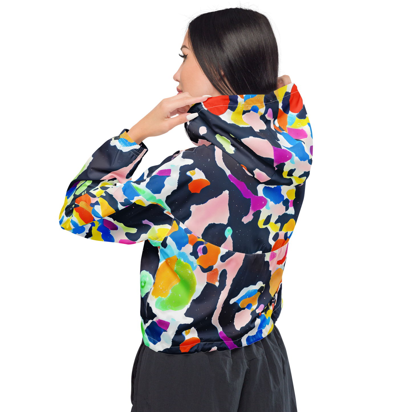 Women's Cropped Windbreaker - Kaleido Burst