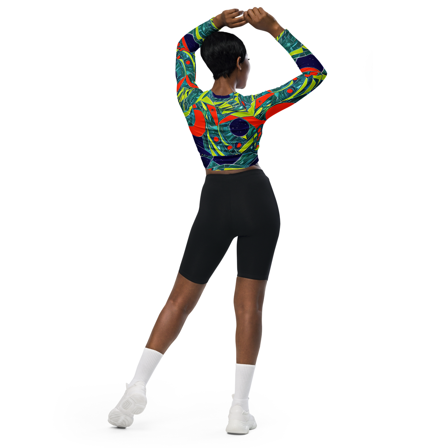 Long Sleeve Crop Top - Harmonic Mirage