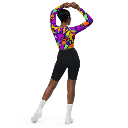 Long Sleeve Crop Top - Kaleido Fish