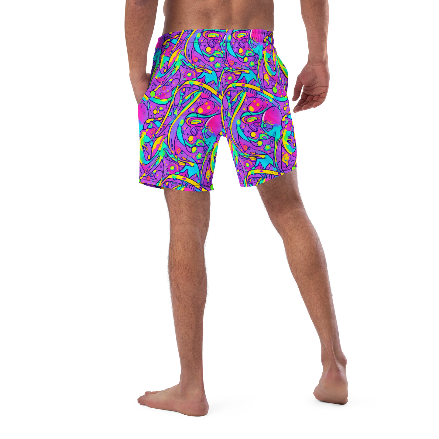 Swim Trunks - Neon Galaxy Whirl