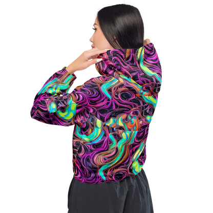 Women's Cropped Windbreaker - Neon Drizzle