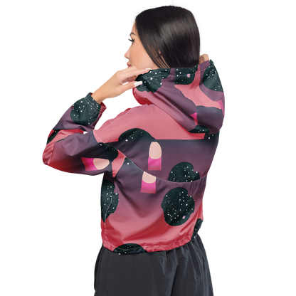 Women's Cropped Windbreaker - Dreamscape Horizon