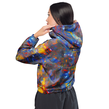 Women's Cropped Windbreaker - Abstract Conflux