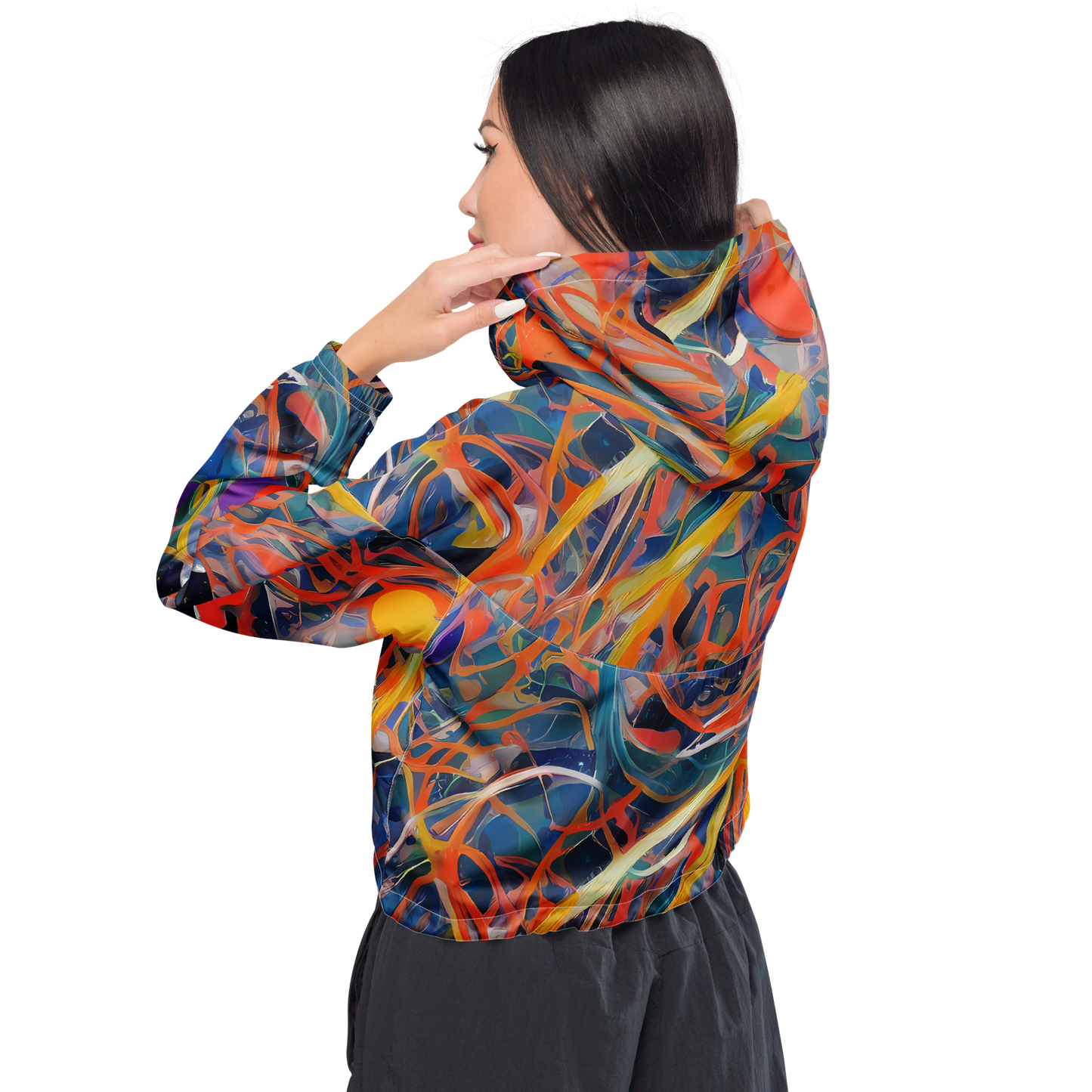 Women's Cropped Windbreaker - Vivid Tangle