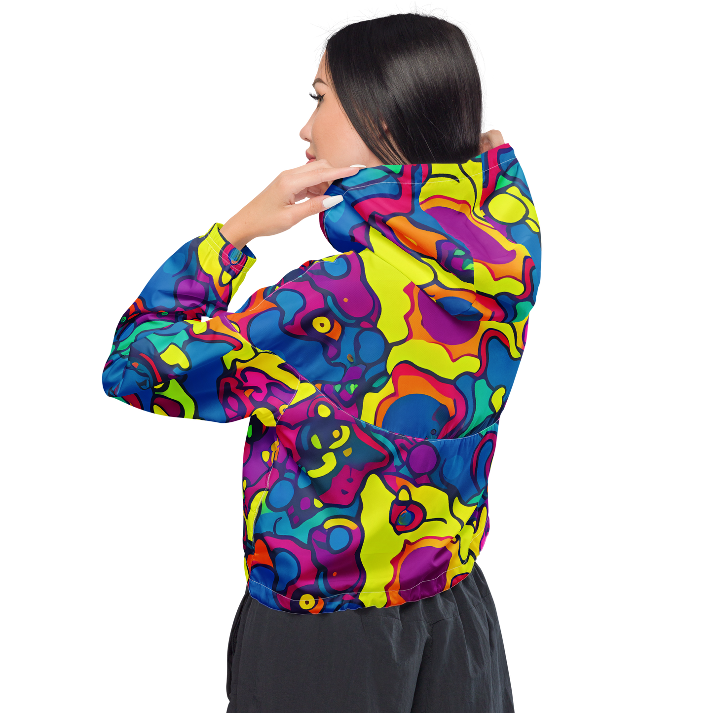 Women's Cropped Windbreaker - Colorful Chaos