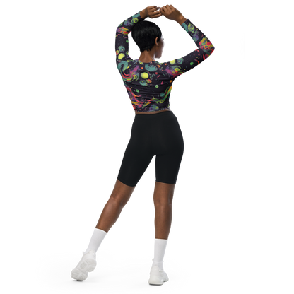 Long Sleeve Crop Top - Psychedelic Drift