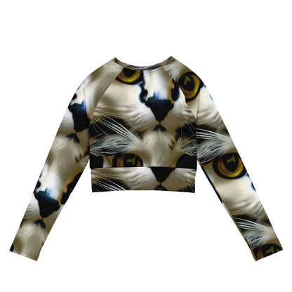 Long Sleeve Crop Top - Feline Fancy