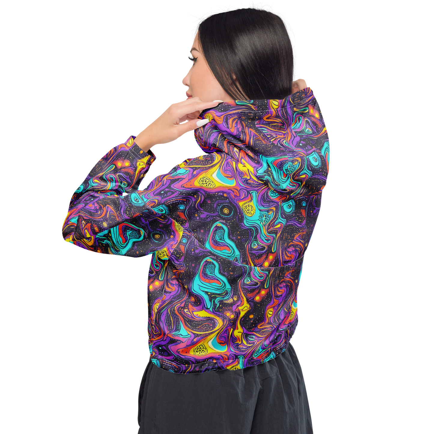 Women's Cropped Windbreaker - Hutty Nebula