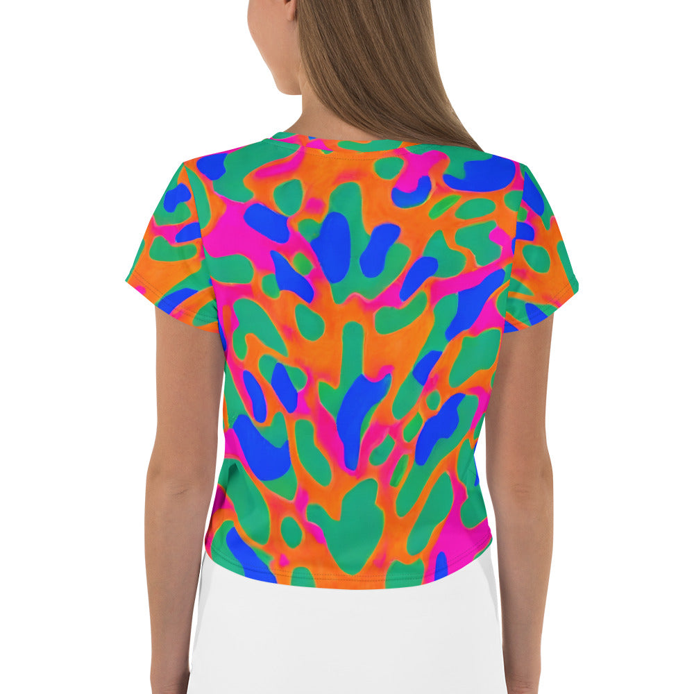 Women's Crop Tee - Fluorescent Camouflage