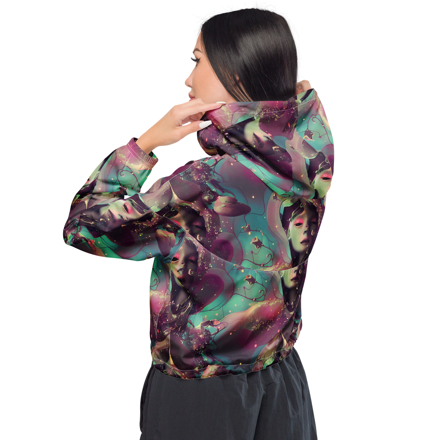 Women's Cropped Windbreaker - Nouveau Galaxy