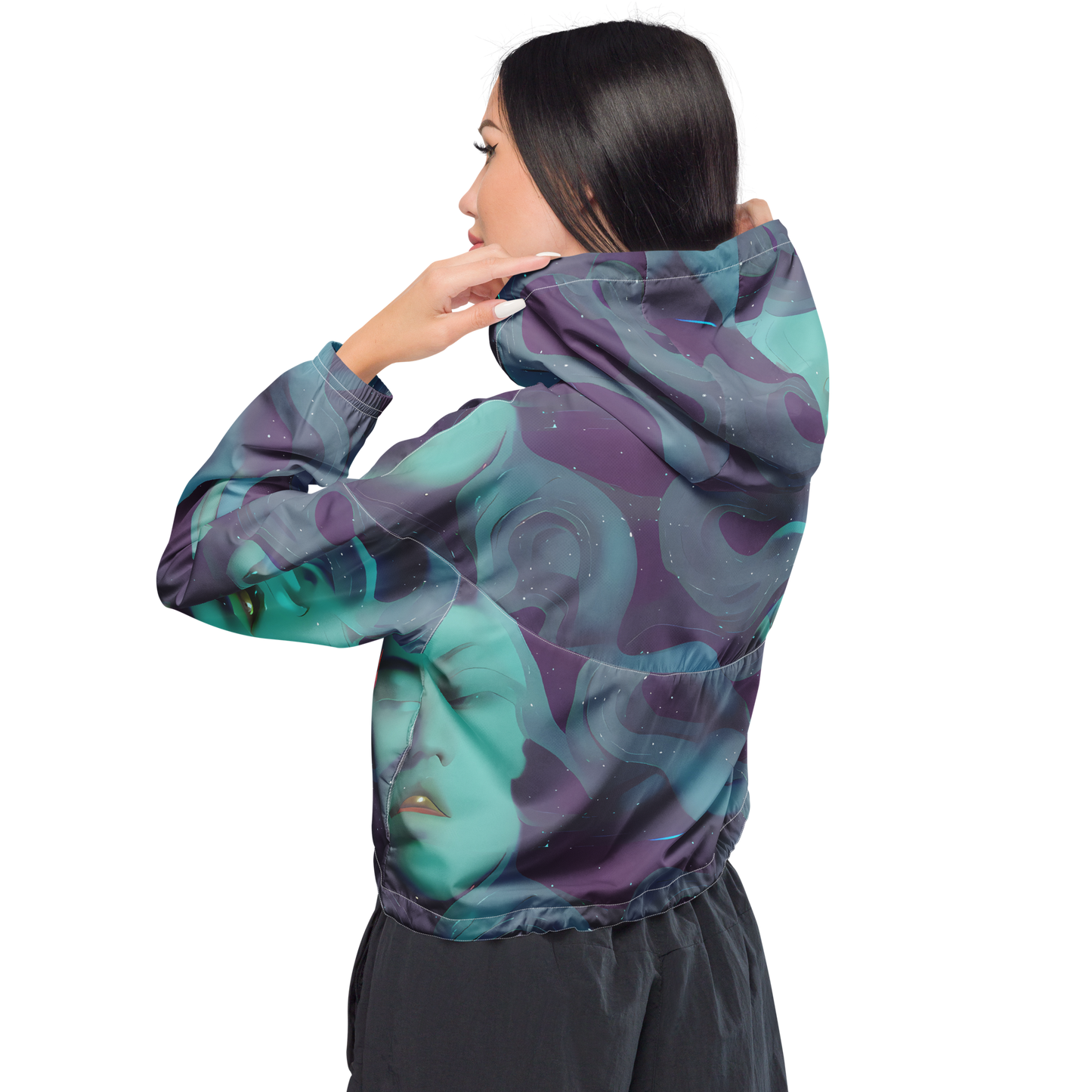 Women's Cropped Windbreaker - Ethereal Dreamscape