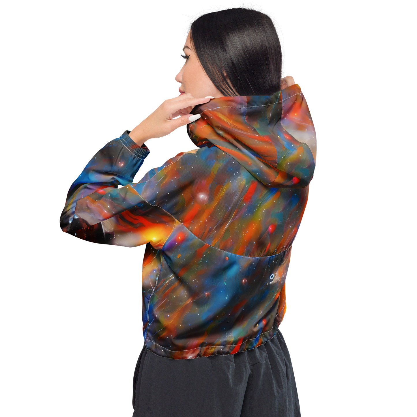 Women's Cropped Windbreaker - Painterly Void