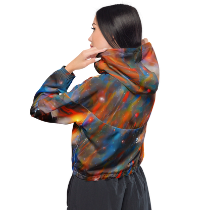 Women's Cropped Windbreaker - Painterly Void