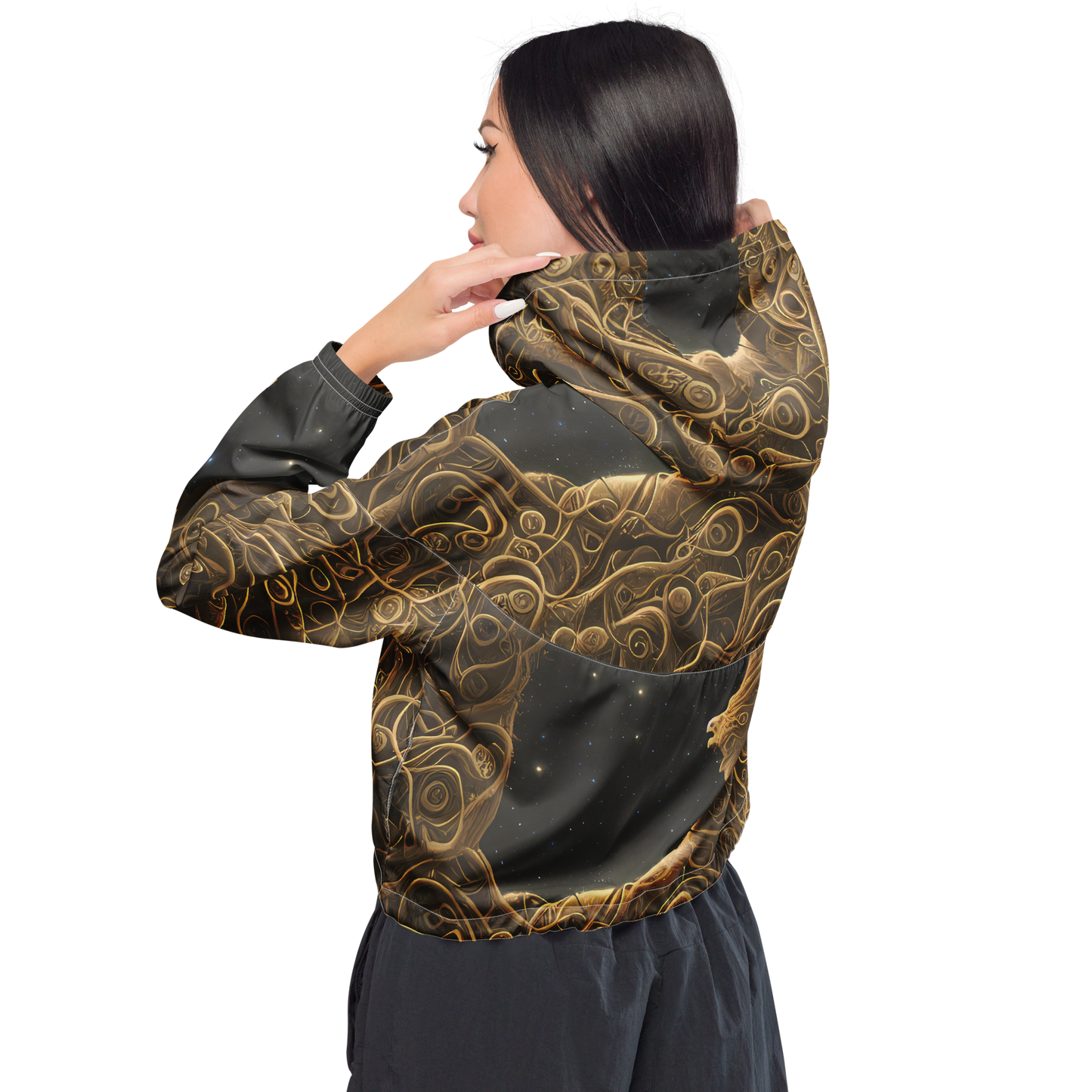 Women's Cropped Windbreaker - Gilded Reverie