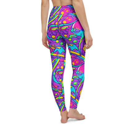 Yoga Leggings - Neon Galaxy Whirl
