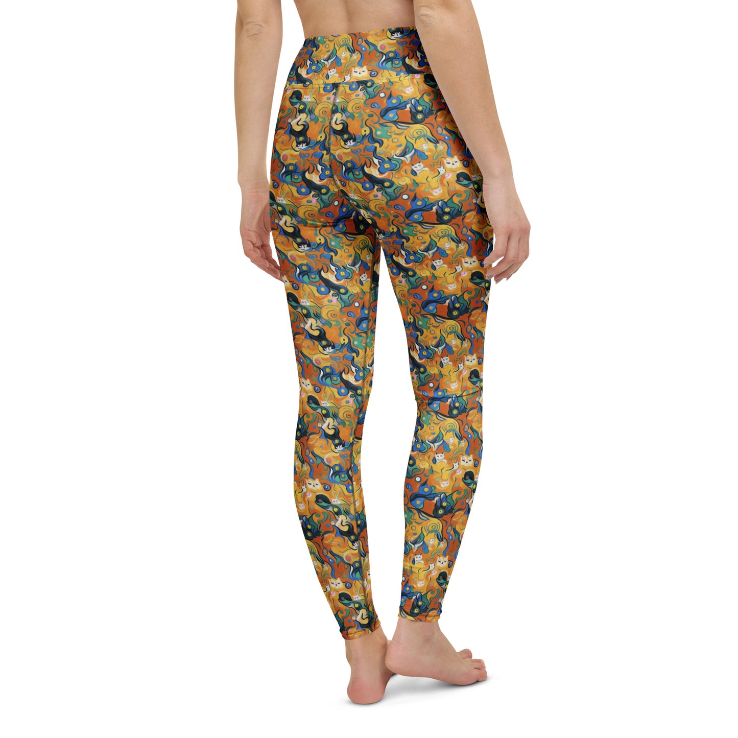 Yoga Leggings - Whimsical Feline Dance