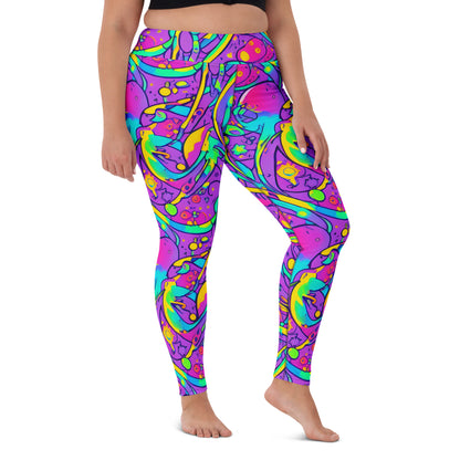 Yoga Leggings - Neon Galaxy Whirl