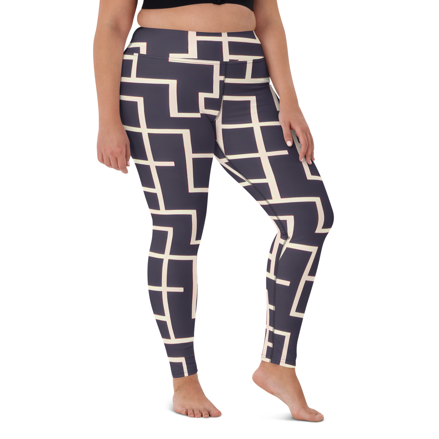 Yoga Leggings - Gilded Gridlock