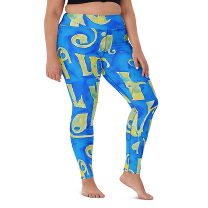 Yoga Leggings - Golden Glyphs