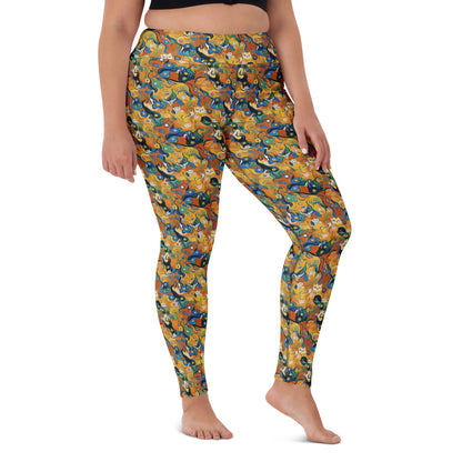 Yoga Leggings - Whimsical Feline Dance