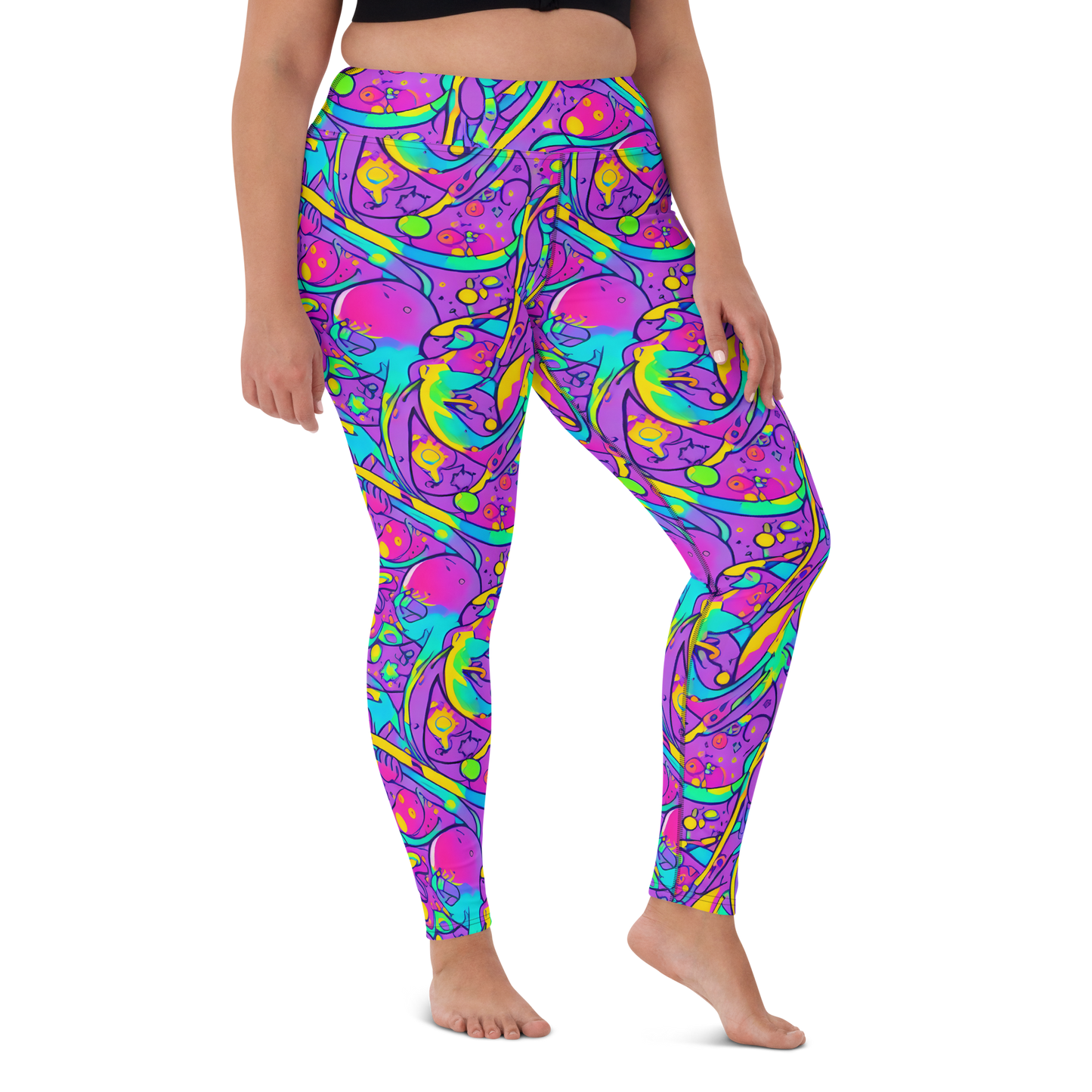 Yoga Leggings - Neon Galaxy Whirl