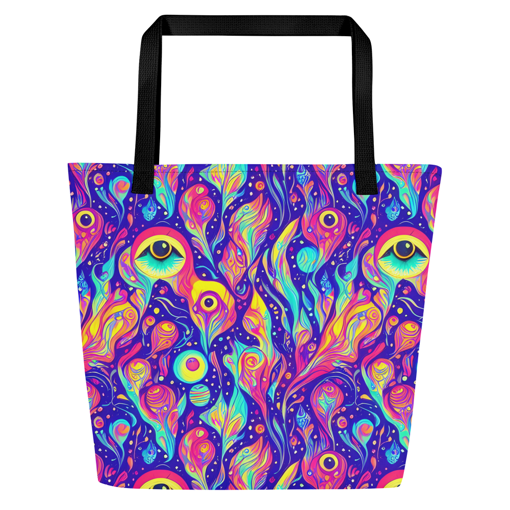 Large Tote Bag w/ Pocket - Mystic Petal Dance