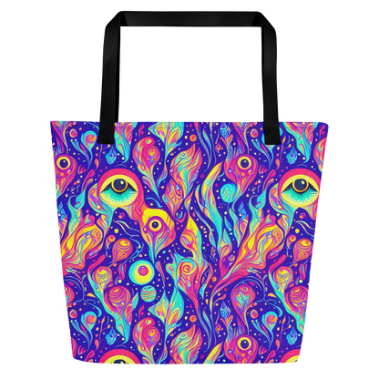 Large Tote Bag w/ Pocket - Mystic Petal Dance