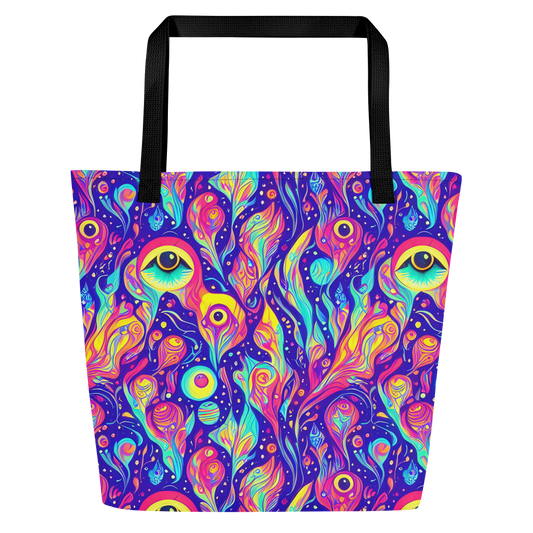 Large Tote Bag w/ Pocket - Mystic Petal Dance