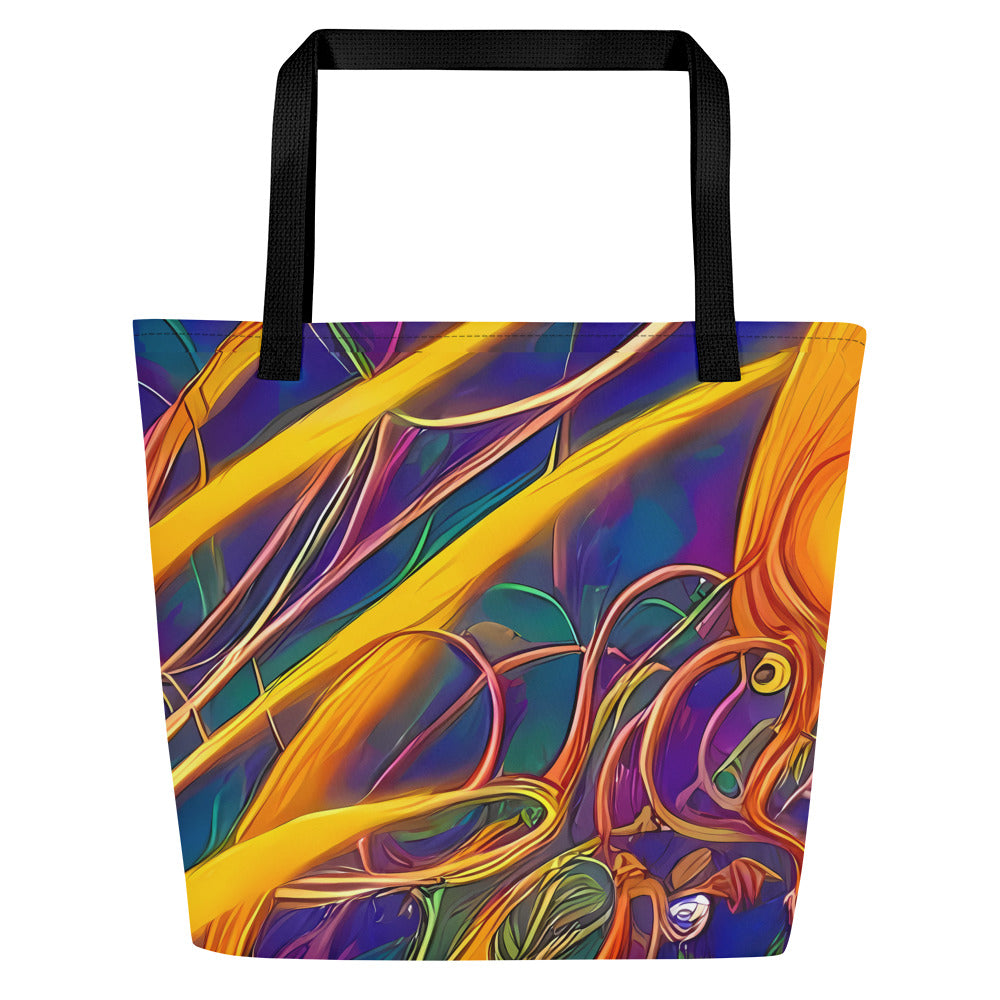 Large Tote Bag w/ Pocket - Luminous Whirl