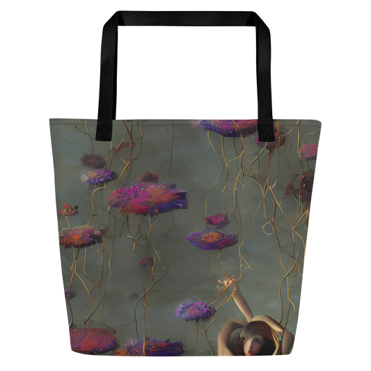 Large Tote Bag w/ Pocket - Ethereal Bloom