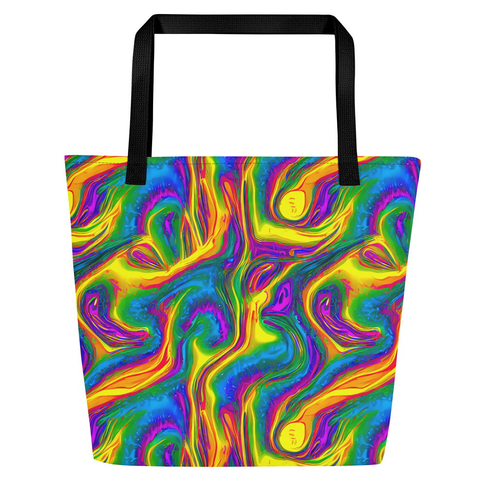 Large Tote Bag w/ Pocket - Electric Aurora